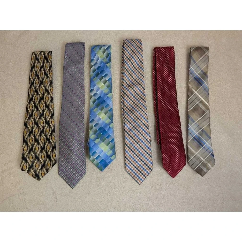 Pierre Cardin Silk Geometric Modern‎ Pattern Neck Tie Burgundy Red Polka Dot Lot